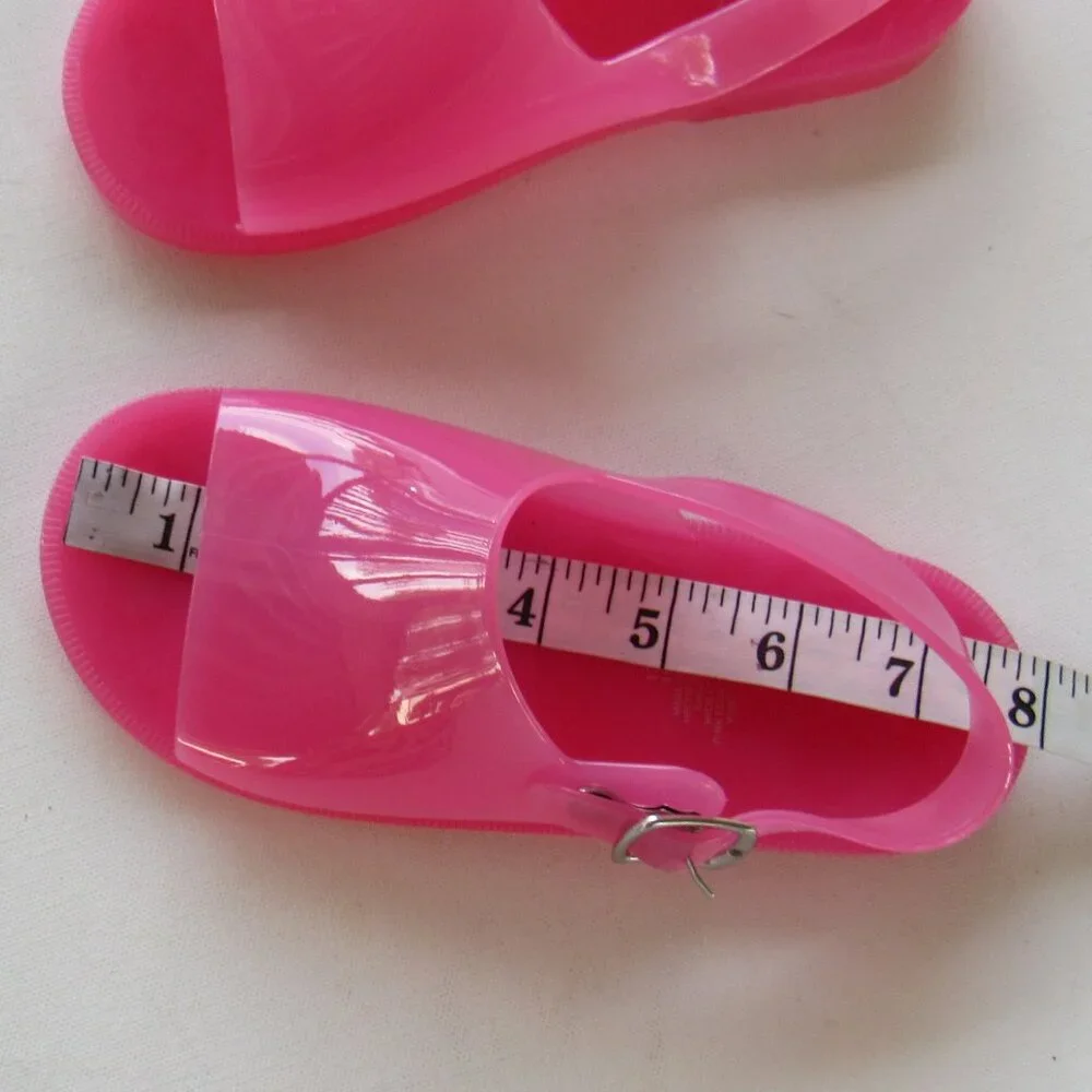 Old Navy Kids Girls Bright Pink Jelly Wide-Strap Summer Fun Sandals Size 13